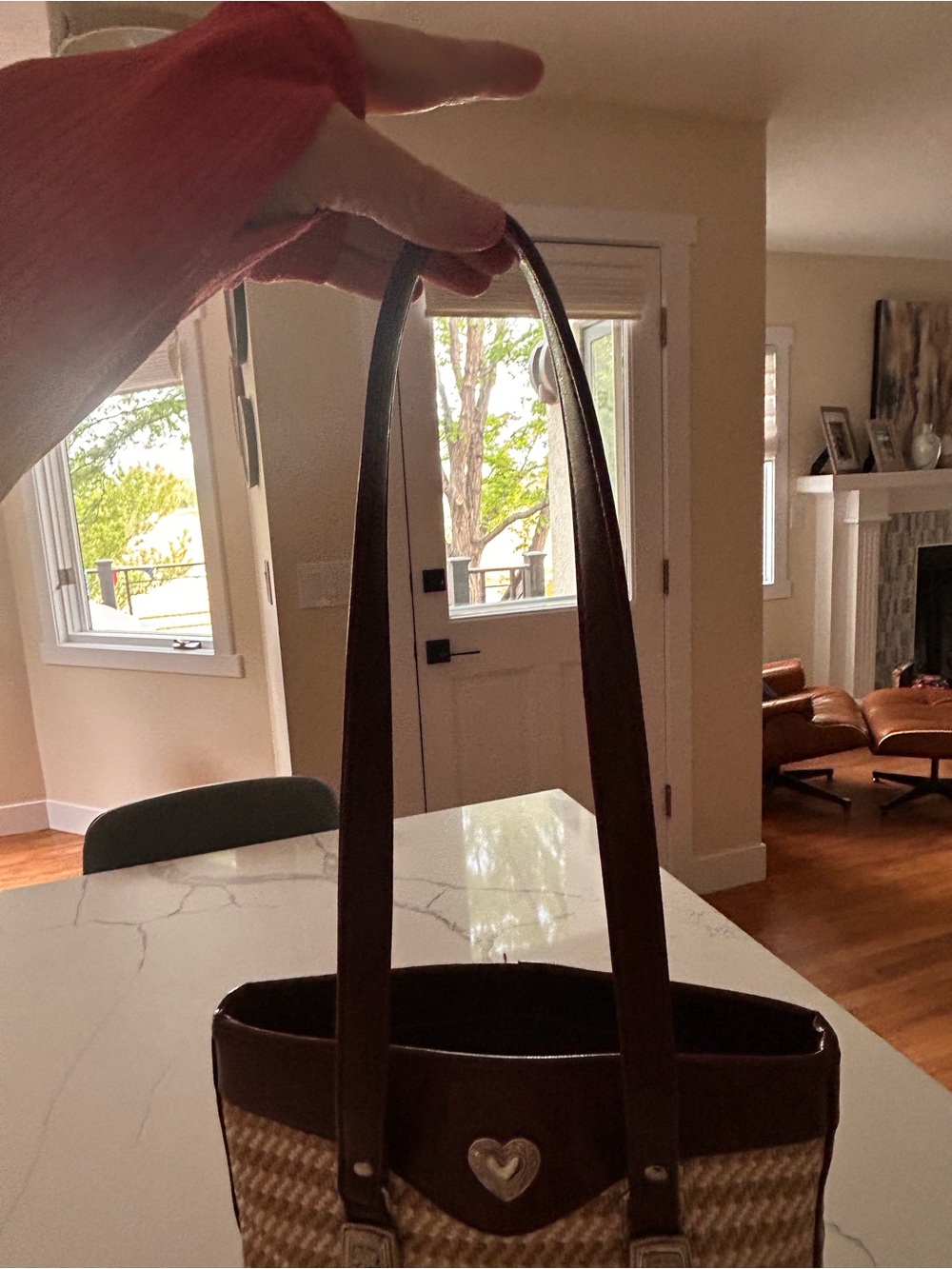 Brighton Brown Leather-Trim Straw Tote with Silver Heart Accents - Picture 7 of 7
